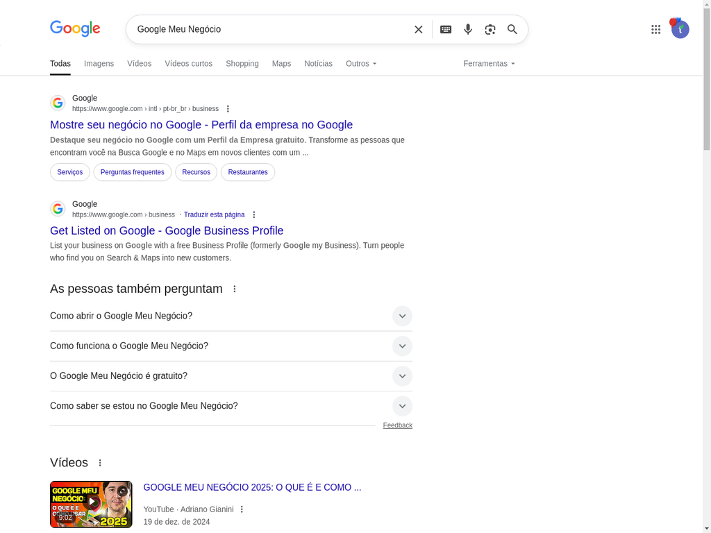 Pesquisar Google Meu Negócio