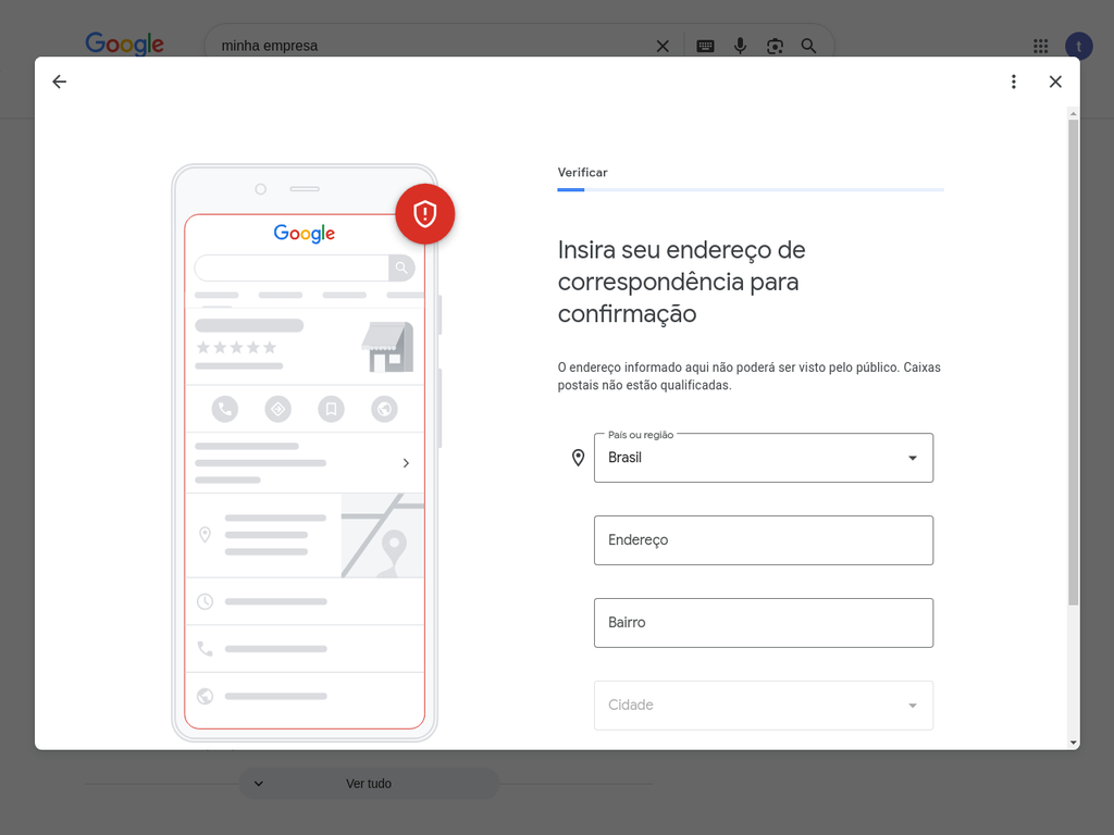 Inserir Endereço de Correspondência 1